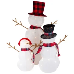 Northlight Lighted Tinsel Snowmen Family Christmas Outdoor Decorations - Clear Lights - Set Of 3 -Home decor GUEST 978a735e f431 41e6 9c2e 2f37e24de3d8