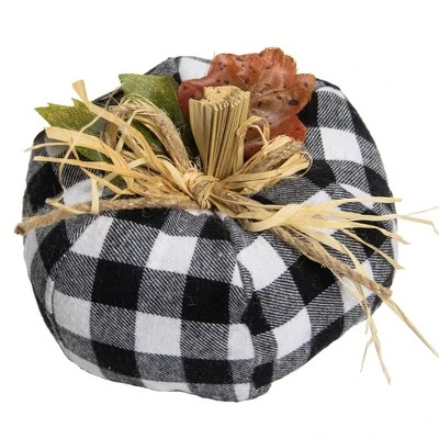 Northlight 5" White And Black Buffalo Plaid Fall Harvest Pumpkin 4 Northlight 5" White And Black Buffalo Plaid Fall Harvest Pumpkin - Image 2