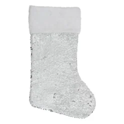 Northlight 19" White And Silver Sequin Christmas Stocking With White Faux Fur Cuff -Home decor GUEST 9ce3fdca 80b5 40fd b9b9 8600b25edea4