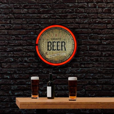 Northlight LED Craft Beer Bottle Cap Neon Lighted Wall Sign - 12.5" - Red 4 Northlight LED Craft Beer Bottle Cap Neon Lighted Wall Sign - 12.5" - Red - Image 2