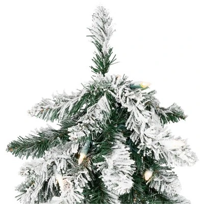 Northlight Pre-Lit Pencil Flocked Alpine Artificial Christmas Tree - 5' - Clear Lights 7 Northlight Pre-Lit Pencil Flocked Alpine Artificial Christmas Tree - 5' - Clear Lights - Image 5