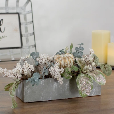 Northlight 10.25" Neutral Colored Pumpkin And Leaves Fall Harvest Floral Arrangement 3 Northlight 10.25" Neutral Colored Pumpkin And Leaves Fall Harvest Floral Arrangement