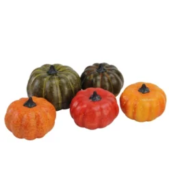 Northlight 4.25" Harvest Artificial Pumpkin And Leaf Autumn Decoration 10pc - Orange/Green