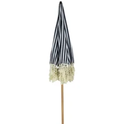 Northlight Striped Outdoor Macrame Boho Beach Market Umbrella With Tilt- 6.5' - Black And White -Home decor GUEST a4fad2ea e54d 4f11 9753 46dd37b5efe4