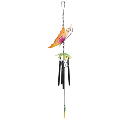 Northlight 19" Orange Metal Butterfly Outdoor Garden Windchime 4 Northlight 19" Orange Metal Butterfly Outdoor Garden Windchime - Image 2
