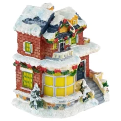 Northlight Two Story Snowy House With Garland And Wreaths Christmas Village Decoration - 4" -Home decor GUEST a6a7c973 cb93 4c10 8d7e 71c33260e21f