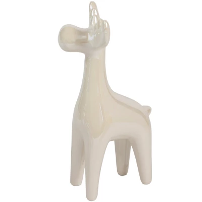 Northlight 5.5" Pearlized Cream Ceramic Moose Christmas Figure 4 Northlight 5.5" Pearlized Cream Ceramic Moose Christmas Figure - Image 2