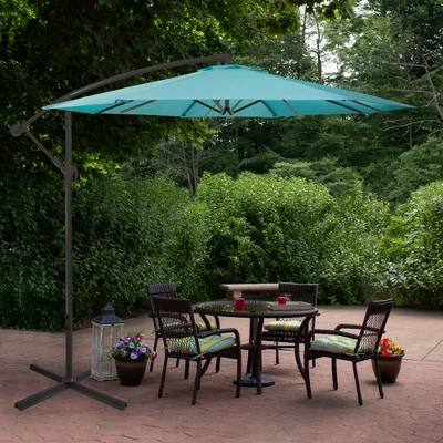Northlight 10' Octagon Outdoor Patio Off-Set Umbrella With Crank And Tilt - Blue 3 Northlight 10' Octagon Outdoor Patio Off-Set Umbrella With Crank And Tilt - Blue