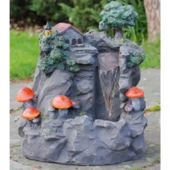 Northlight 24.5" Solar LED Lighted Mushrooms By Waterfall Outdoor Patio Garden Water Fountain -Home decor GUEST aa27bb02 3866 47bc b763 f96808903658