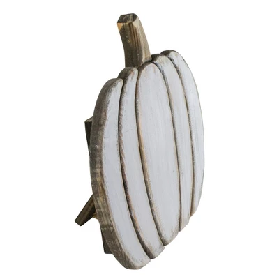 Northlight 13.75 White Wooden Pumpkin Fall Harvest Decoration 4 Northlight 13.75 White Wooden Pumpkin Fall Harvest Decoration - Image 2