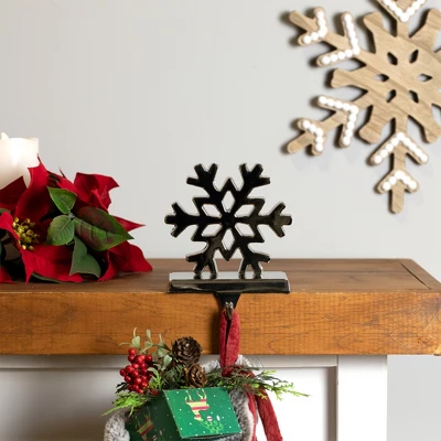 Northlight Snowflake Metal Christmas Stocking Holder - 5" 4 Northlight Snowflake Metal Christmas Stocking Holder - 5" - Image 2