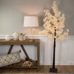 Northlight 6' LED Lighted White Floral Artificial Tree - Warm White Lights
