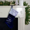 Northlight 19" Navy Blue And Silver Embroidered Happy Stocking With Sequin Cuff -Home decor GUEST af2571db 33a2 4af5 b228 31cdac0baae9