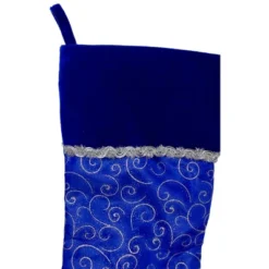 Northlight 20.5" Royal Blue And Silver Swirl Christmas Stocking With Velveteen Cuff -Home decor GUEST b06c1d4e 8f20 4822 923d a7941ee1f13e