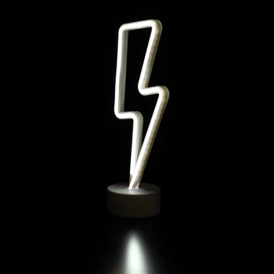 Northlight 11.5" Battery Operated Neon Style LED Lightening Bolt Table Light - White 6 Northlight 11.5" Battery Operated Neon Style LED Lightening Bolt Table Light - White - Image 4