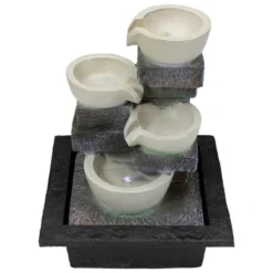 Northlight 11" LED Lighted Cascading 4-Tier Bowl Indoor Tabletop Water Fountain -Home decor GUEST b3791cc7 094f 4176 9583 c7f384f4d615