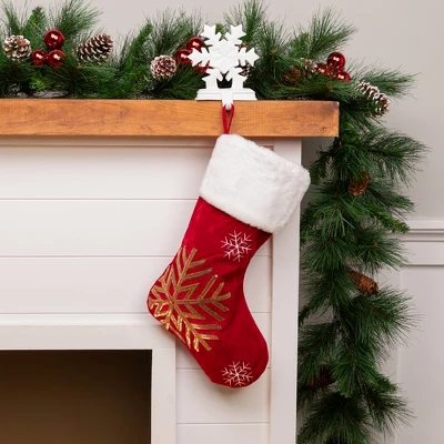 Northlight Reindeer And Snowflake Sequin Christmas Stockings - 20" - Red And White - Set Of 2 4 Northlight Reindeer And Snowflake Sequin Christmas Stockings - 20" - Red And White - Set Of 2 - Image 2