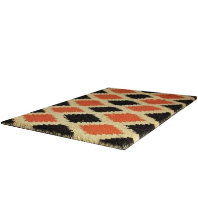 Northlight Orange And Black Diamond Pattern With Cream Accent Autumn Doormat 18" X 30" 3 Northlight Orange And Black Diamond Pattern With Cream Accent Autumn Doormat 18" X 30"
