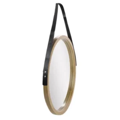 Northlight 21" Beige Round Modern Mirror With Woodgrain Finish -Home decor GUEST b84dca01 9edb 4a24 84d5 e9d7342eb43d