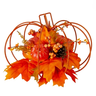 Northlight 12" Autumn Harvest Maple Leaf And Berry Pumpkin Tabletop Centerpiece 5 Northlight 12" Autumn Harvest Maple Leaf And Berry Pumpkin Tabletop Centerpiece - Image 3