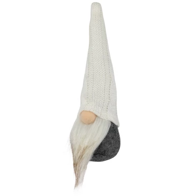 Northlight Gnome With Cable Knit Hat Christmas Decoration - 8" - Gray And White 4 Northlight Gnome With Cable Knit Hat Christmas Decoration - 8" - Gray And White - Image 2
