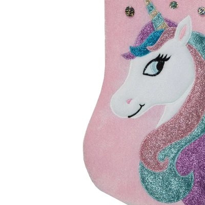 Northlight 20.5" Pink Velvet Unicorn With Sequins Christmas Stocking 3 Northlight 20.5" Pink Velvet Unicorn With Sequins Christmas Stocking
