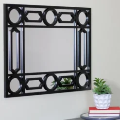 Northlight 29.5" Black Framed Geometric Style Rectangular Wall Mirror