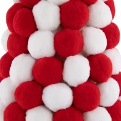 Northlight Pom Pom Cone Tree Christmas Decoration - 13" - White And Red -Home decor GUEST bdfe78a0 3b87 4df7 9233 60767d666015