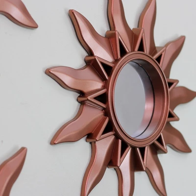 Northlight Set Of 3 Mayan Sunburst Matte Copper Round Mini Mirrors 9.5" 3 Northlight Set Of 3 Mayan Sunburst Matte Copper Round Mini Mirrors 9.5"