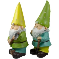 Northlight Set Of 2 Green And Yellow Gnome Outdoor Garden Statues 12.25" -Home decor GUEST bf8b5d61 dc4a 4cbe 82a8 6e4ab344bcd8
