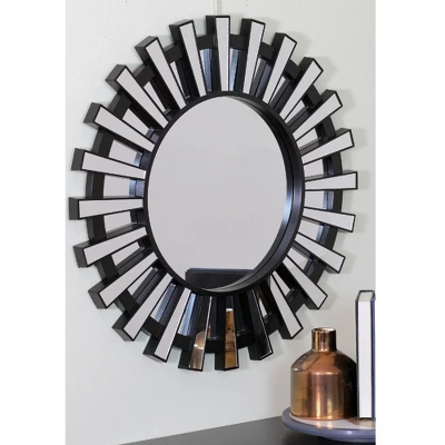 Northlight 25.5" Black Sunburst Round Wall Mounted Mirror 4 Northlight 25.5" Black Sunburst Round Wall Mounted Mirror - Image 2