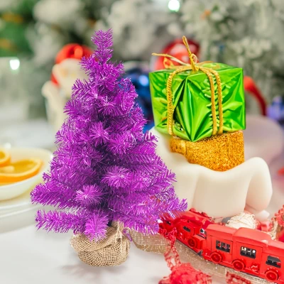 Northlight Pine Christmas Tree In Natural Jute Base - 18" - Boysenberry Purple - Unlit 4 Northlight Pine Christmas Tree In Natural Jute Base - 18" - Boysenberry Purple - Unlit - Image 2