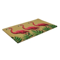Northlight Natural Coir Pink Flamingos Summertime Doormat 18" X 30"