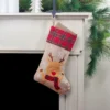 Northlight 19" Burlap Plaid Whimsical Reindeer Waiving Christmas Stocking -Home decor GUEST c3de31da bf6b 4ce8 99e2 9d1619850303