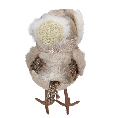 Northlight 6" Beige And White Plush Bird In Earmuffs Christmas Figure 6 Northlight 6" Beige And White Plush Bird In Earmuffs Christmas Figure - Image 4