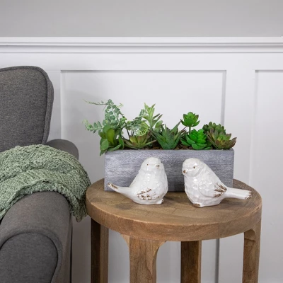 Northlight 12" Mixed Succulent Artificial Plants In Wooden Planter - Green/Gray 3 Northlight 12" Mixed Succulent Artificial Plants In Wooden Planter - Green/Gray