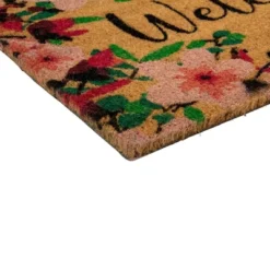 Northlight Natural Coir Blossoming Floral Outdoor Rectangular "Welcome" Doormat 18" X 30" -Home decor GUEST c641e78f 88f0 4bdc 804c 89cb0f0ff359