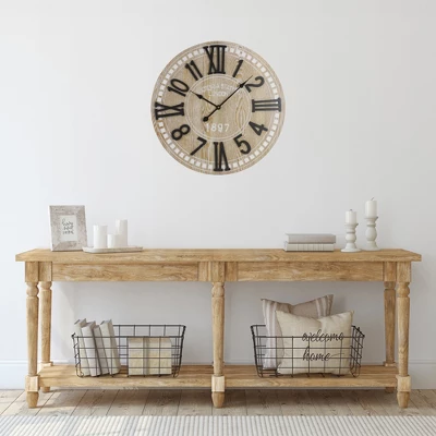 Northlight 24" Battery Operated Round Wall Clock With Roman Numeral And Block Numbers 3 Northlight 24" Battery Operated Round Wall Clock With Roman Numeral And Block Numbers