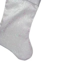 Northlight 22.25" White With Pink Iridescent Glitter Christmas Stocking With Satin Cuff -Home decor GUEST c681e085 db55 4a51 85b2 126c8b5351ec