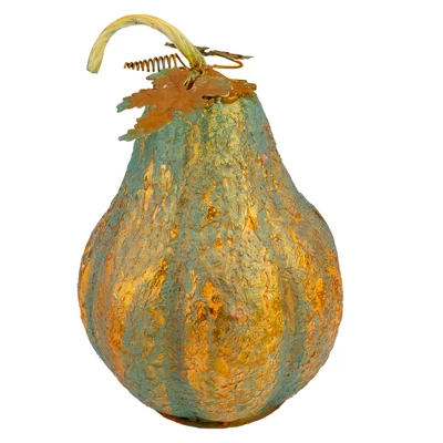 Northlight 14" Orange And Gold Elongated Autumn Pumpkin Metal Tabletop Decoration 4 Northlight 14" Orange And Gold Elongated Autumn Pumpkin Metal Tabletop Decoration - Image 2