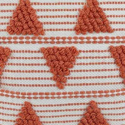 Northlight 20" Orange And Cream Handloom Woven Outdoor Square Throw Pillow 5 Northlight 20" Orange And Cream Handloom Woven Outdoor Square Throw Pillow - Image 3