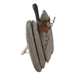 Northlight 15" Small White Wooden Fall Harvest Pumpkin With Leaves And Stem -Home decor GUEST c8a038c3 6f11 4b3c a941 e6b4bdcb4cda