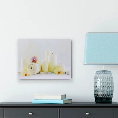 Northlight LED Lighted Candles And Orchids Spa Inspired Canvas Wall Art 15.75" 3 Northlight LED Lighted Candles And Orchids Spa Inspired Canvas Wall Art 15.75"