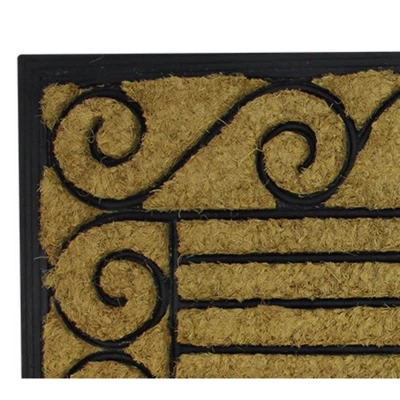 Northlight Natural Coir Stripes And Scrolls Outdoor Doormat 18" X 30" 4 Northlight Natural Coir Stripes And Scrolls Outdoor Doormat 18" X 30" - Image 2