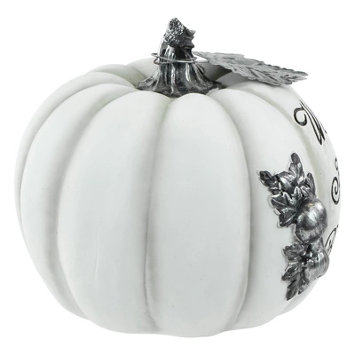 Northlight 8" White And Black "Warm Harvest Blessing" Pumpkin Fall Harvest Decoration 5 Northlight 8" White And Black "Warm Harvest Blessing" Pumpkin Fall Harvest Decoration - Image 3