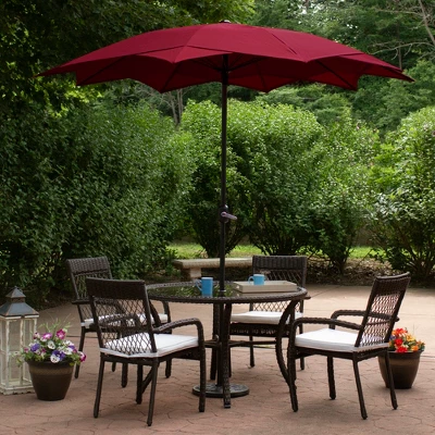 Northlight 8.85ft Outdoor Patio Lotus Umbrella With Hand Crank, Burgundy 3 Northlight 8.85ft Outdoor Patio Lotus Umbrella With Hand Crank, Burgundy
