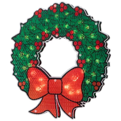 Northlight Lighted Holographic Christmas Wreath Window Silhouette Decoration - 15" 6 Northlight Lighted Holographic Christmas Wreath Window Silhouette Decoration - 15" - Image 4