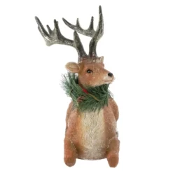 Northlight Glittered Sitting Deer With Pine Neck Wreath Christmas Decoration - 10" -Home decor GUEST cd83ab80 035c 4958 a146 e9188f93f6a6