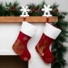 Northlight Reindeer And Snowflake Sequin Christmas Stockings - 20" - Red And White - Set Of 2 -Home decor GUEST cf1cd70e 9d4c 4843 b6de 8837d3e50c03