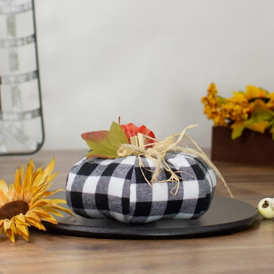 Northlight 5" White And Black Buffalo Plaid Fall Harvest Pumpkin 3 Northlight 5" White And Black Buffalo Plaid Fall Harvest Pumpkin